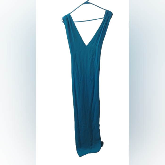 Adam Lippes Silk Open Back Silk Maxi Gown Blue Sz 6